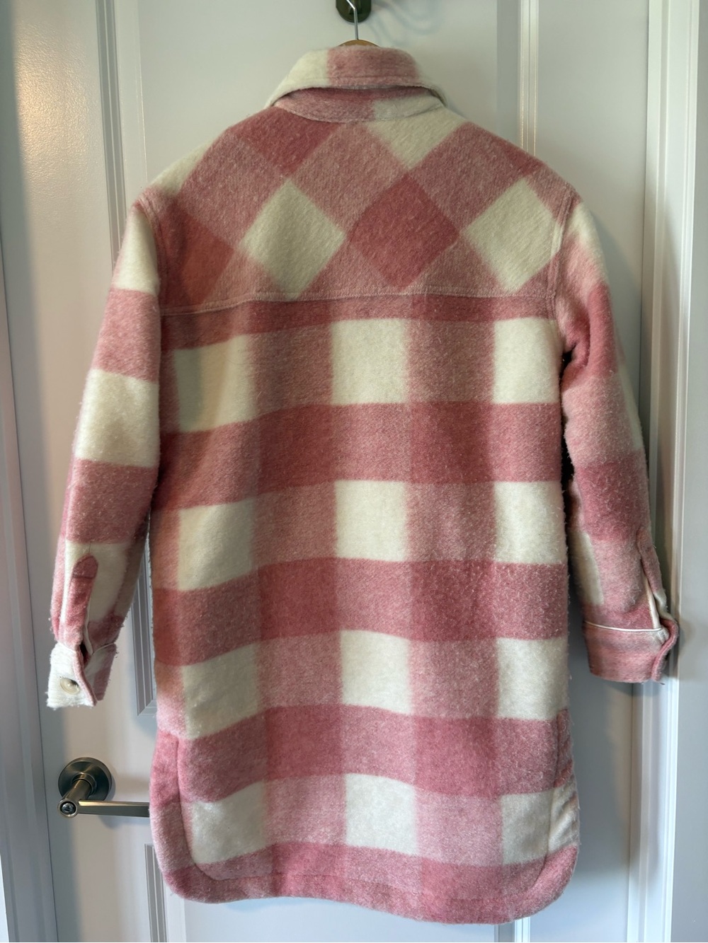 Joe Fresh x Jillian Harris Quilted Plaid Shacket Pink White Size Small - Picture 4 of 10